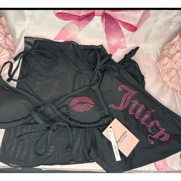 Juicy Couture Other - Juicy Couture Lip Print Bikini Swimsuit, 3 piece set-Large